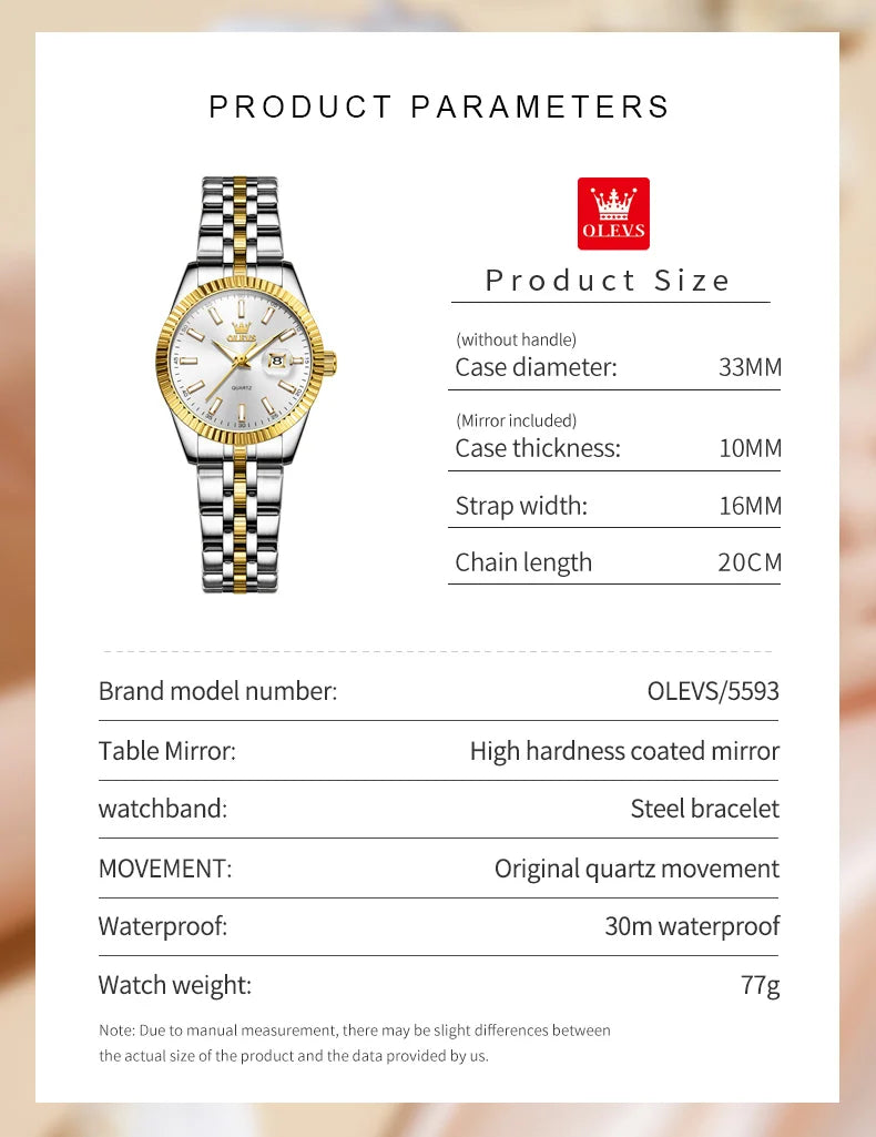 Elegant Ladies’ Waterproof Quartz Watch