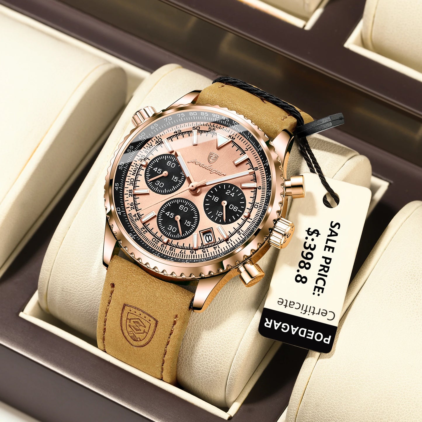 Luxury Mens Styled Leather Strap Watch