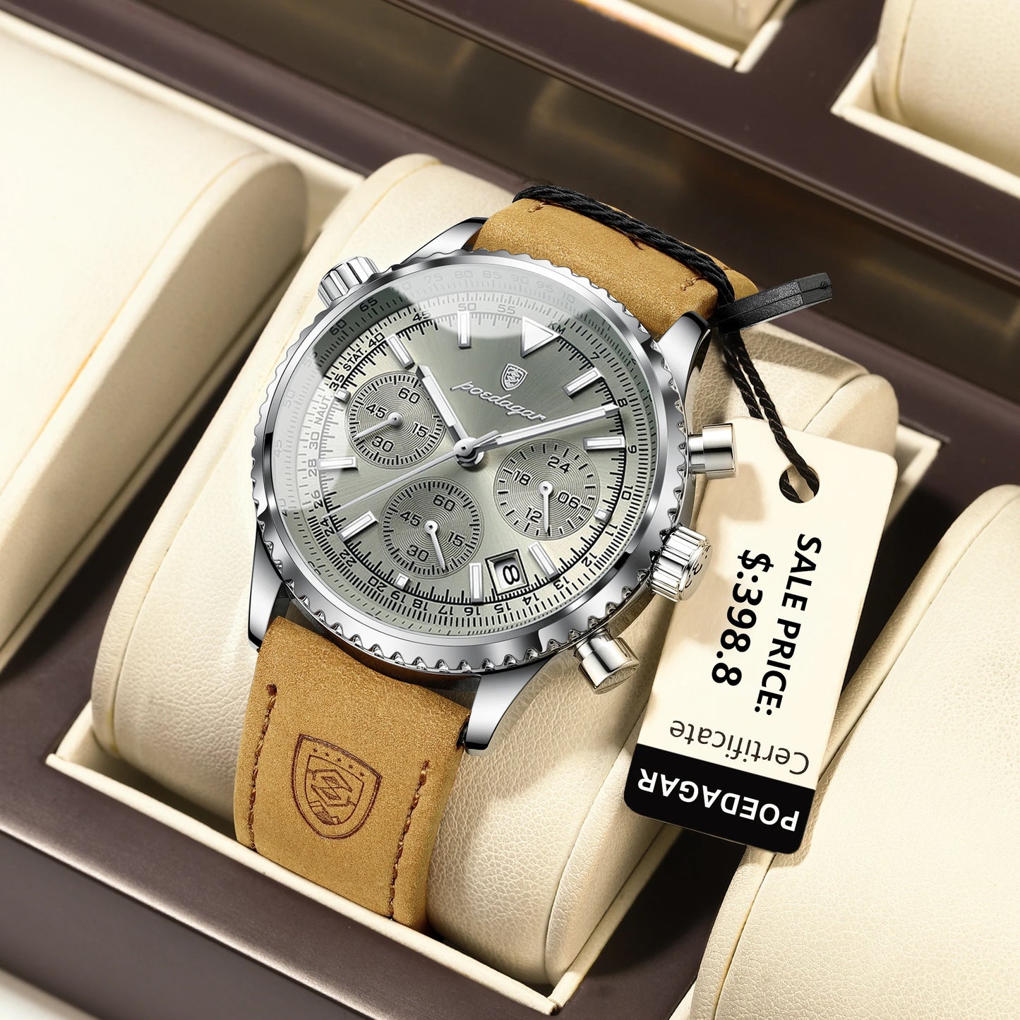 Luxury Mens Styled Leather Strap Watch