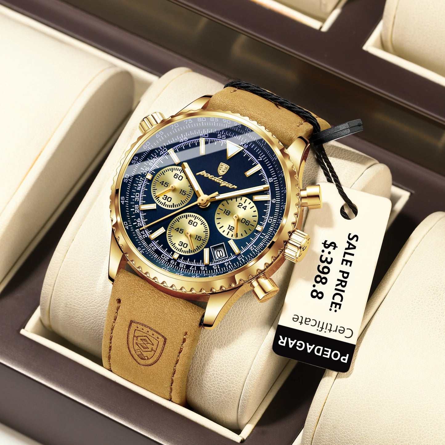 Luxury Mens Styled Leather Strap Watch