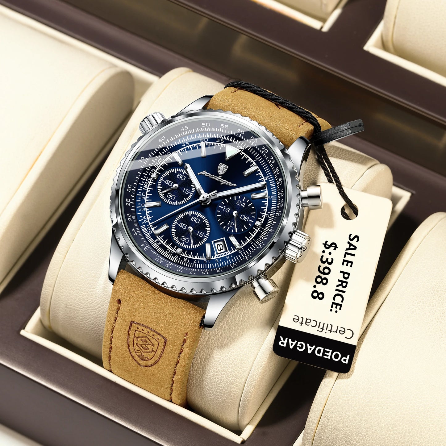 Luxury Mens Styled Leather Strap Watch