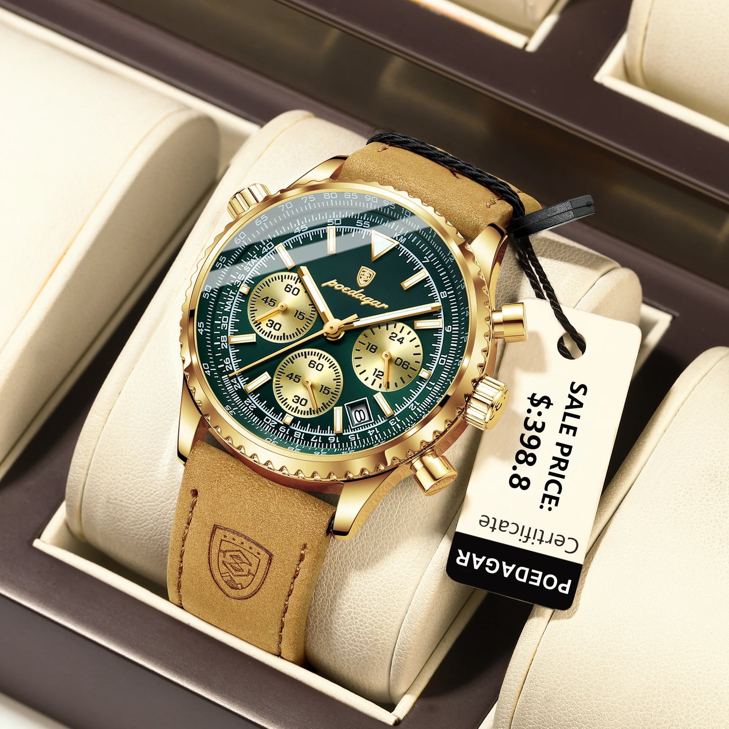Luxury Mens Styled Leather Strap Watch